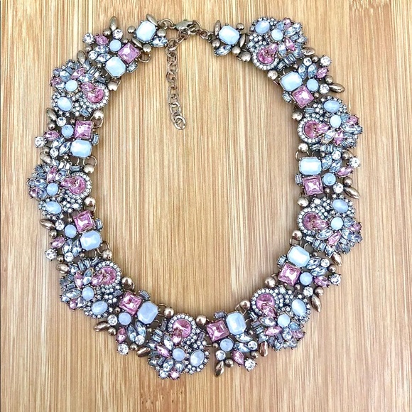Antique Bronze/ Pink Crystal Statement Necklace - Picture 2 of 3
